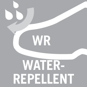 footwear is water-repellent (wr)